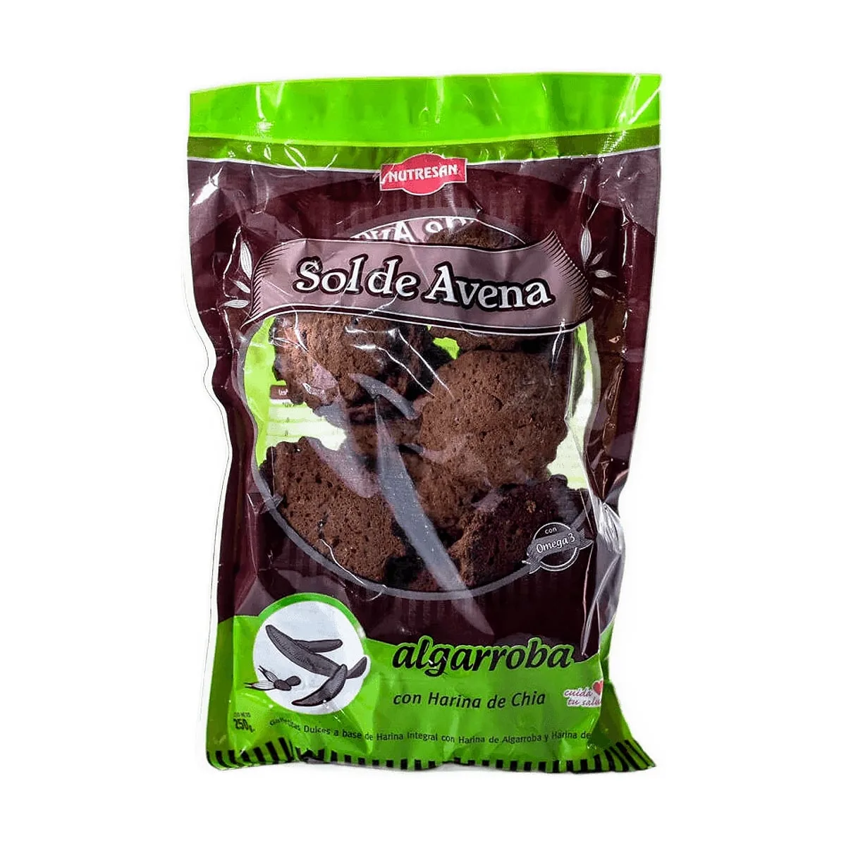 Nutresan - Galletitas dulces sabor algarroba con harina de chia x 250 gr