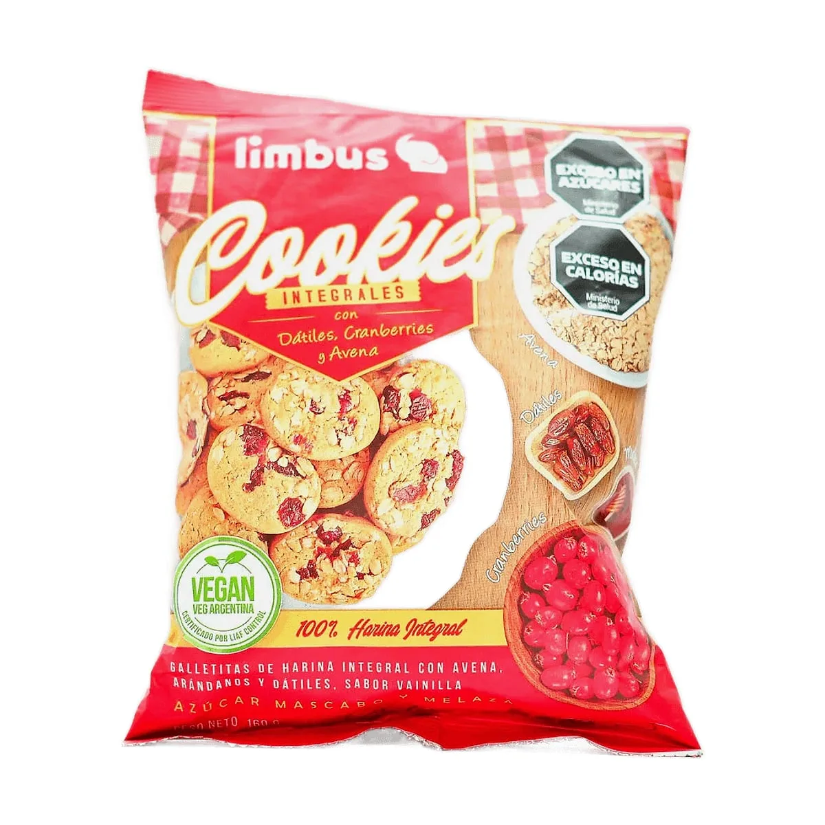 Limbo - Cookies integrales con datiles, cranberries y avena x 160 gr