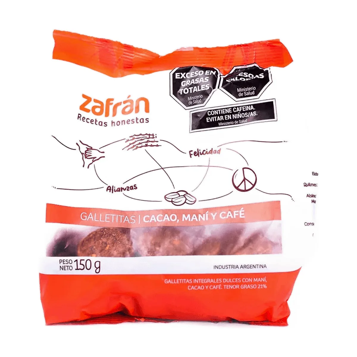 Zafran - Galletitas de cacao, maní y café x 150 gr