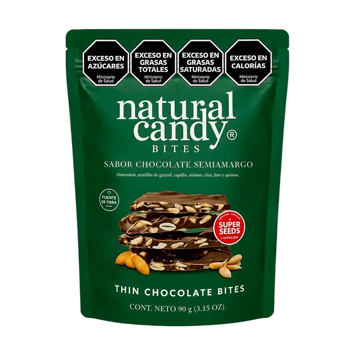 Natural Candy - Bites sabor chocolate semiamargo x 90 gr