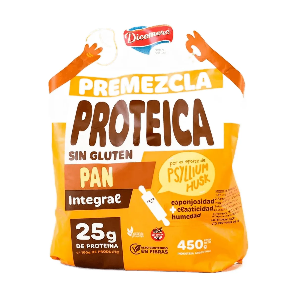 Dicomere - Premezcla proteica integral para pan natural x 450 gr