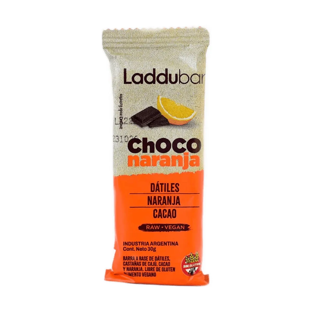 Laddubar - Barritas chocolate y naranja x 30 gr