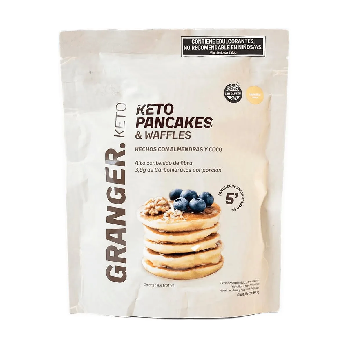 Granger - Premezcla keto para pancakes y waffles sabor vainilla x 200 gr