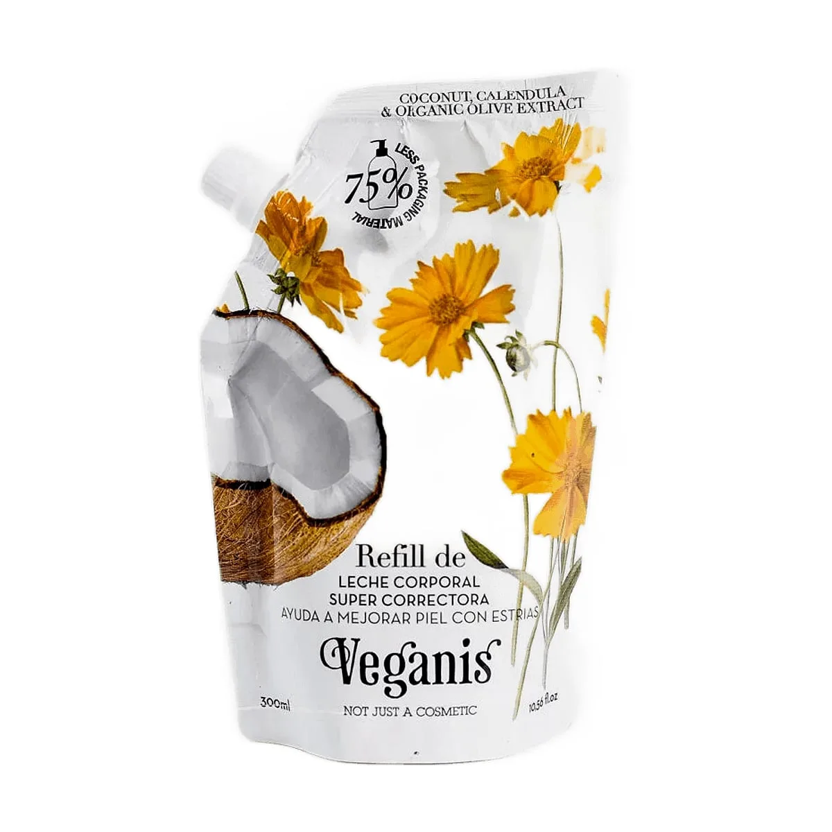 Veganis - Refill leche corporal super correctora p/piel c/estrias de coco y calendula x 300 ml