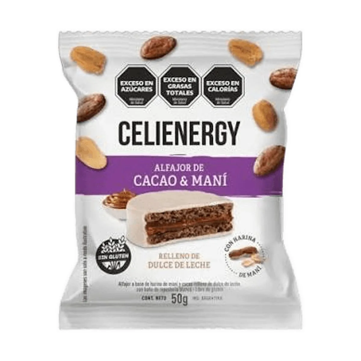 Celienergy - Alfajor de cacao y mani x 50 gr