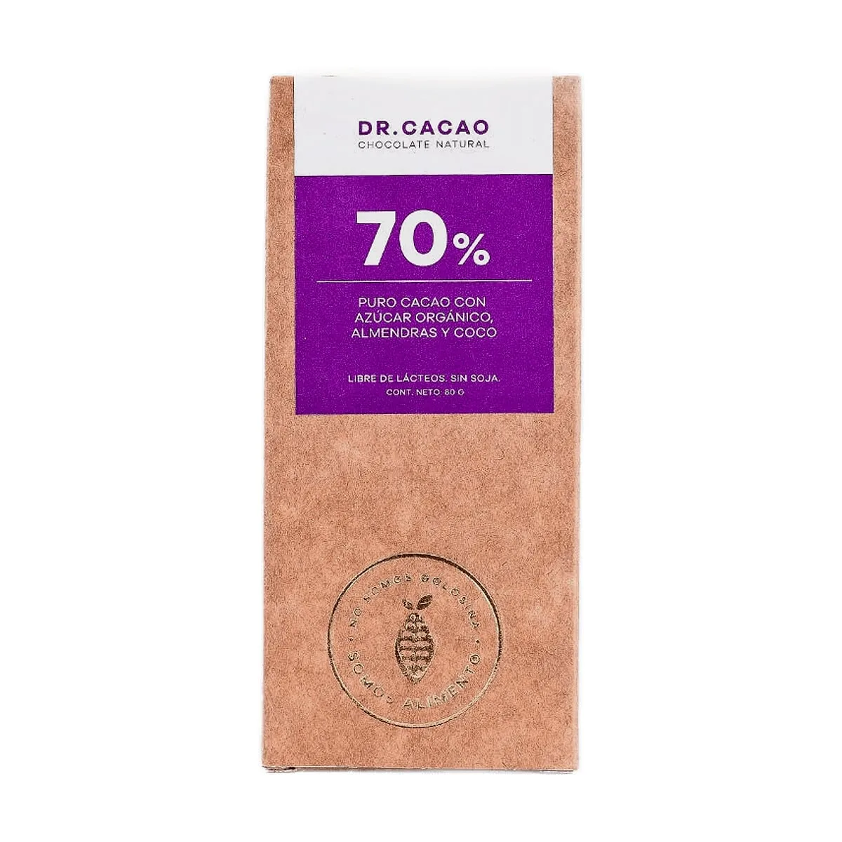 Dr Cacao - Chocolate al 70% de cacao con almendras x 80 gr