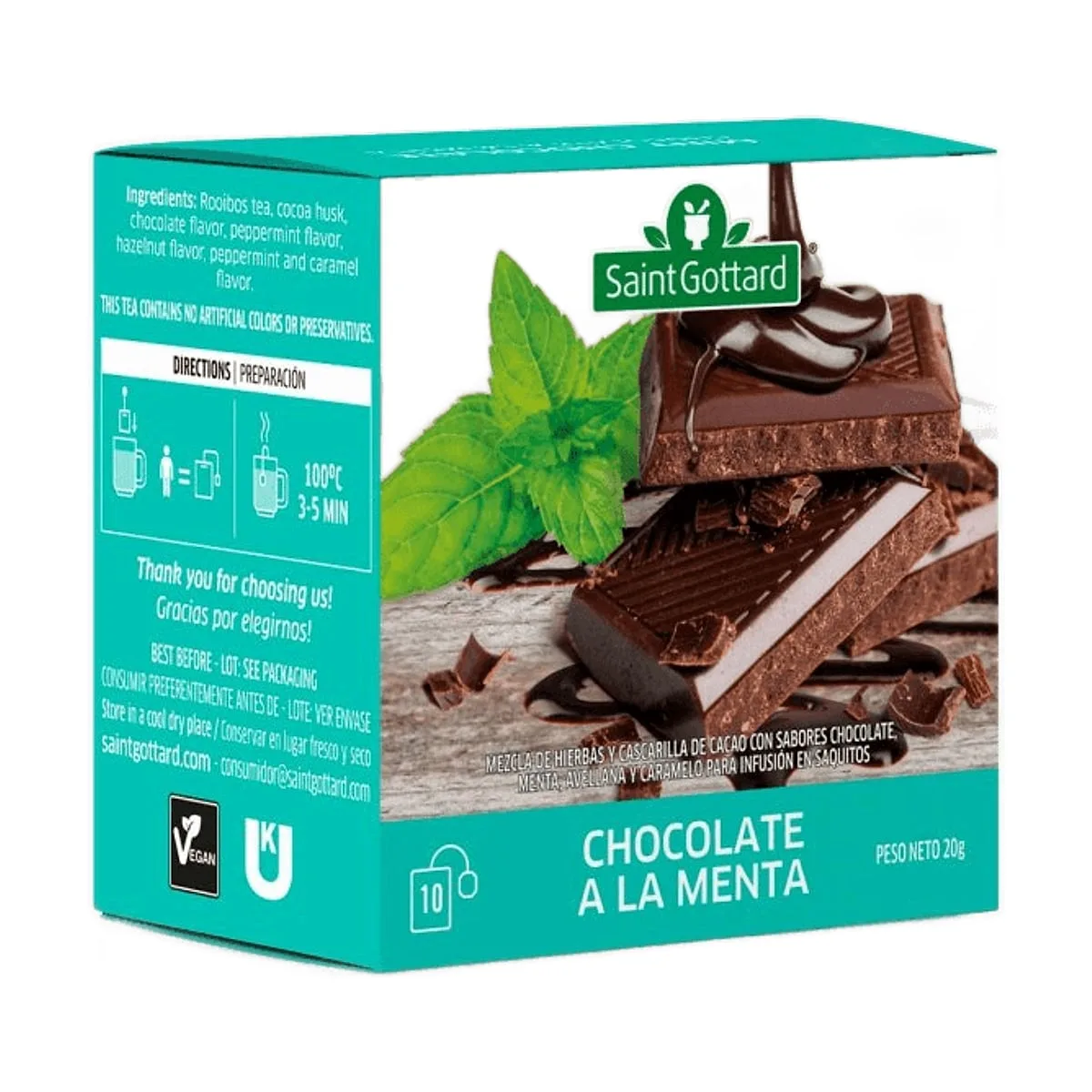 Saint Gottard - Té de chocolate a la menta x 10 saq
