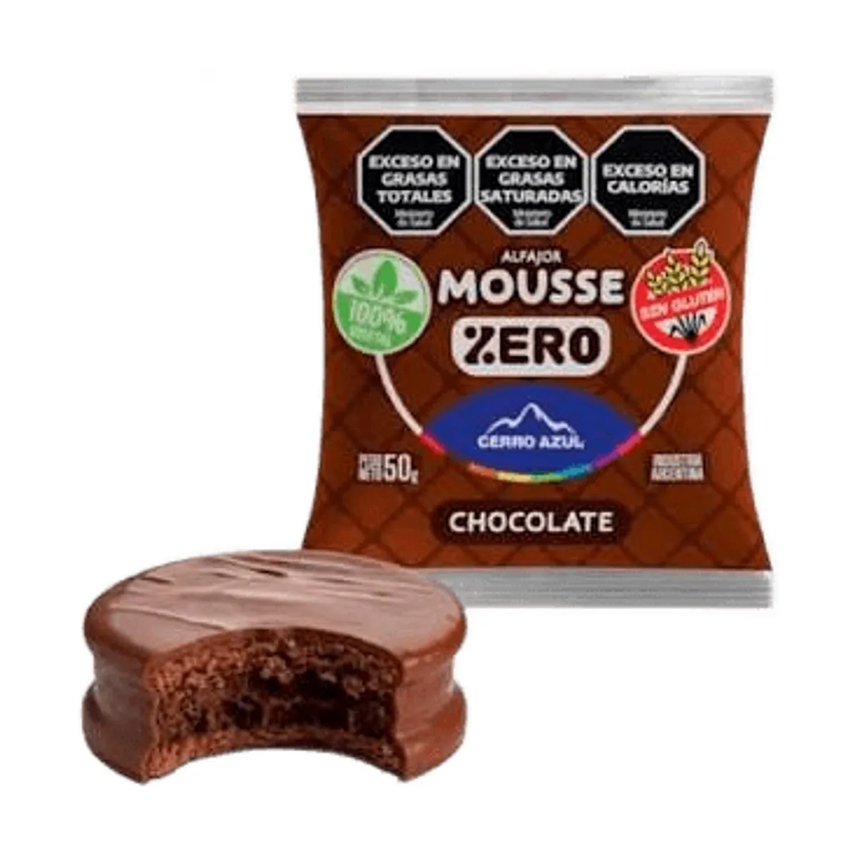 Cerro Azul - Alfajor de mousse de chocolate vegano x 55 gr
