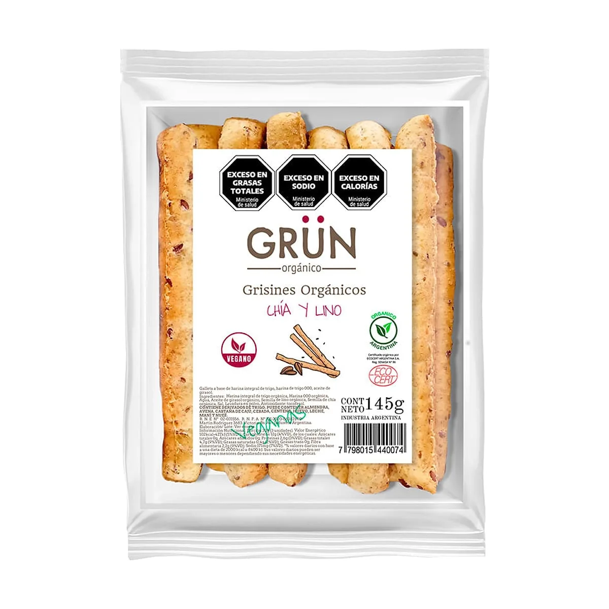 Grun - Grisines con lino y chia x 145 gr