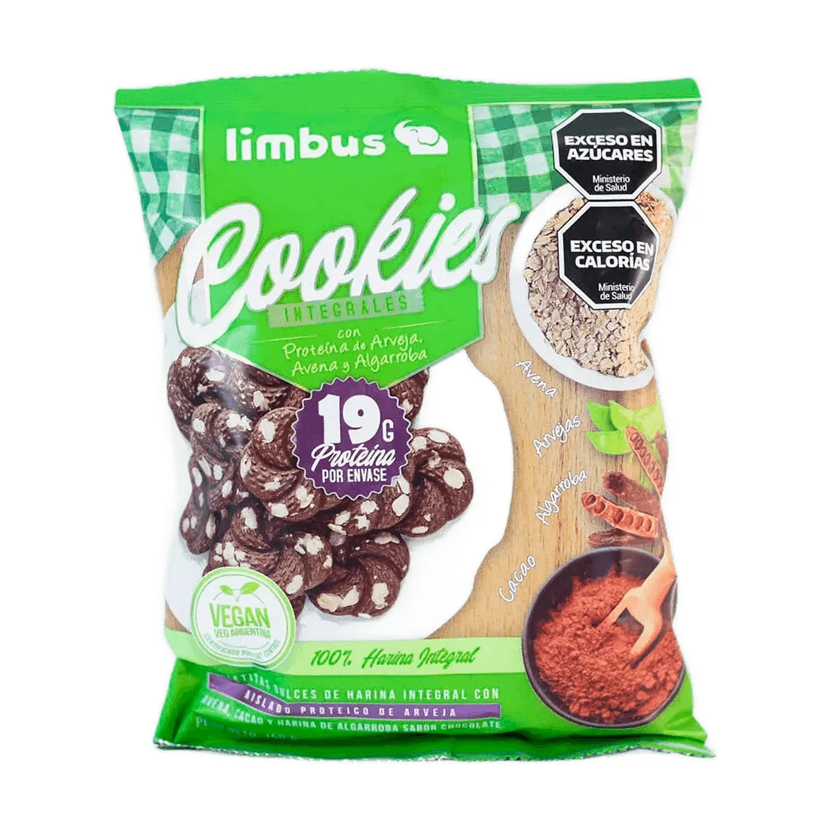 Limbo - Cookies integrales con proteina de arveja, avena y algarroba x 150 gr