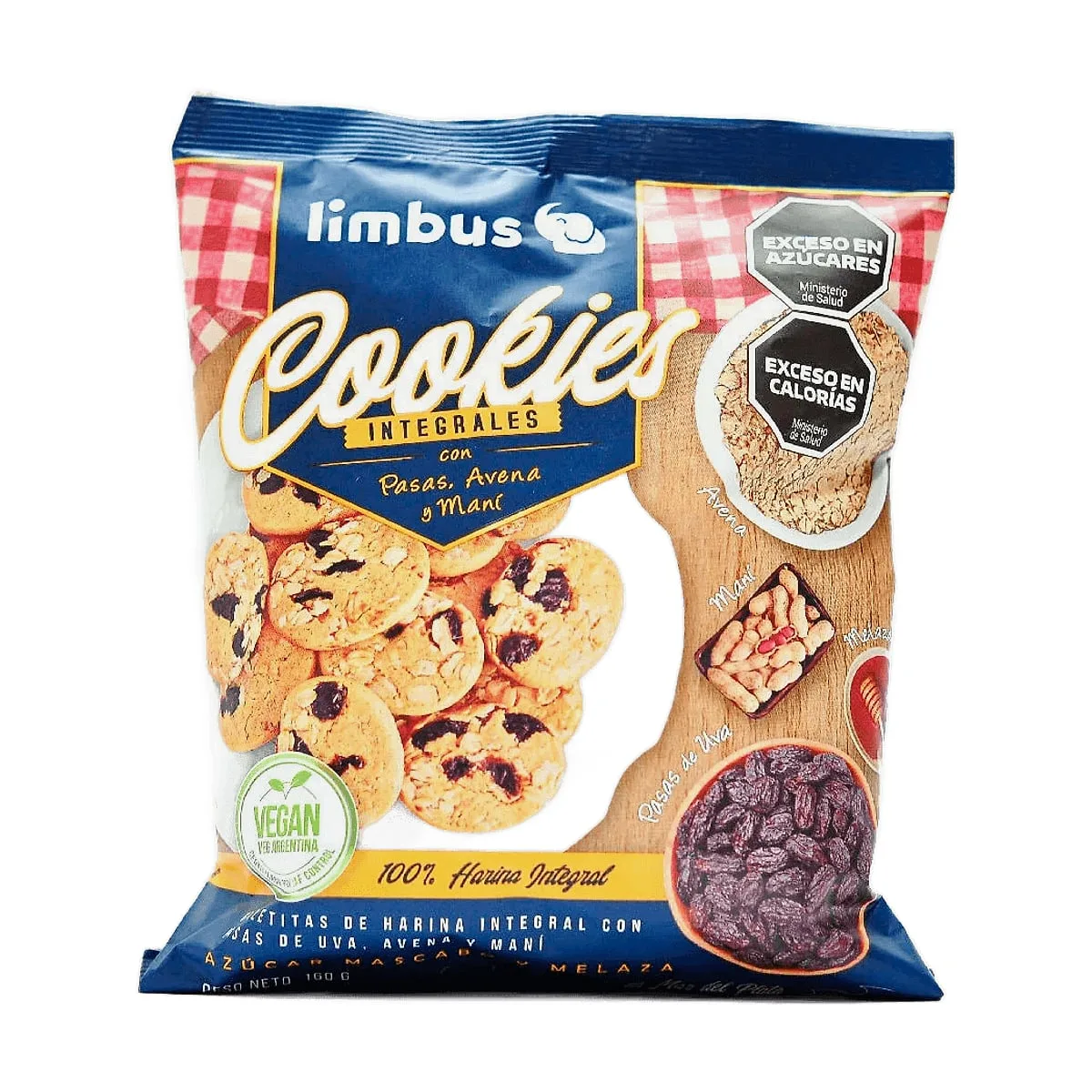 Limbo - Cookies integrales con pasas y mani x 160 gr