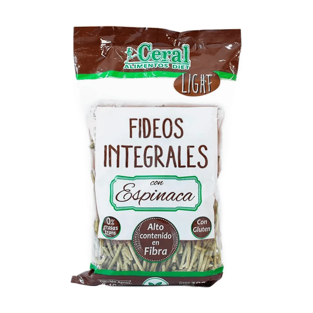 Ceral - Fideos integrales con espinaca x 300 gr
