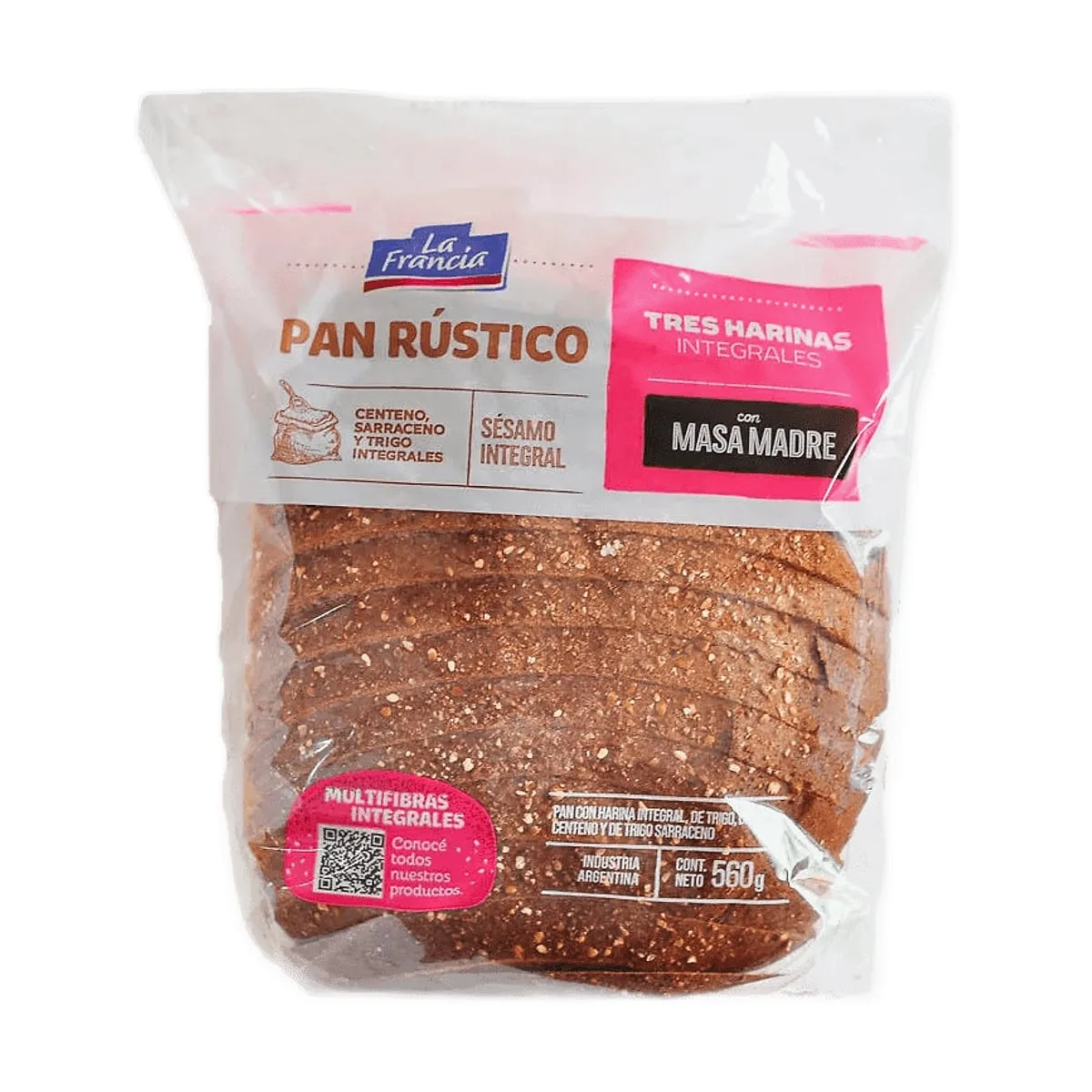 La Francia - Pan rustico tres harinas integrales con masa madre x 560 gr