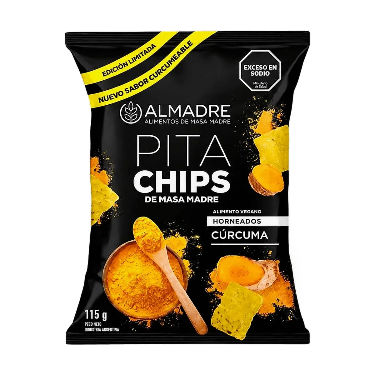 Almadre - Pita chips sabor cúrcuma x 115 gr