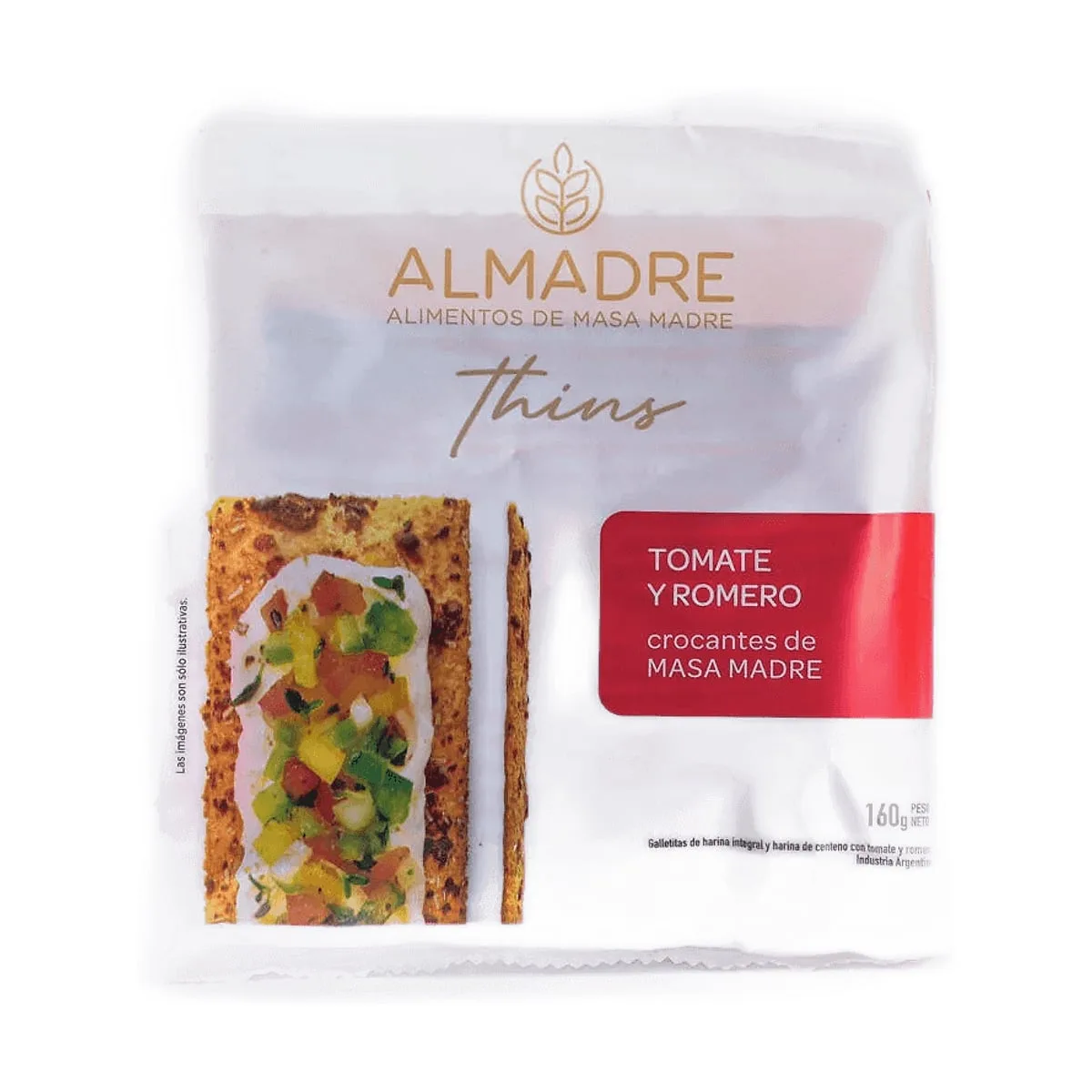 Almadre - Pita chips de masa madre tomate y romero x 115 gr