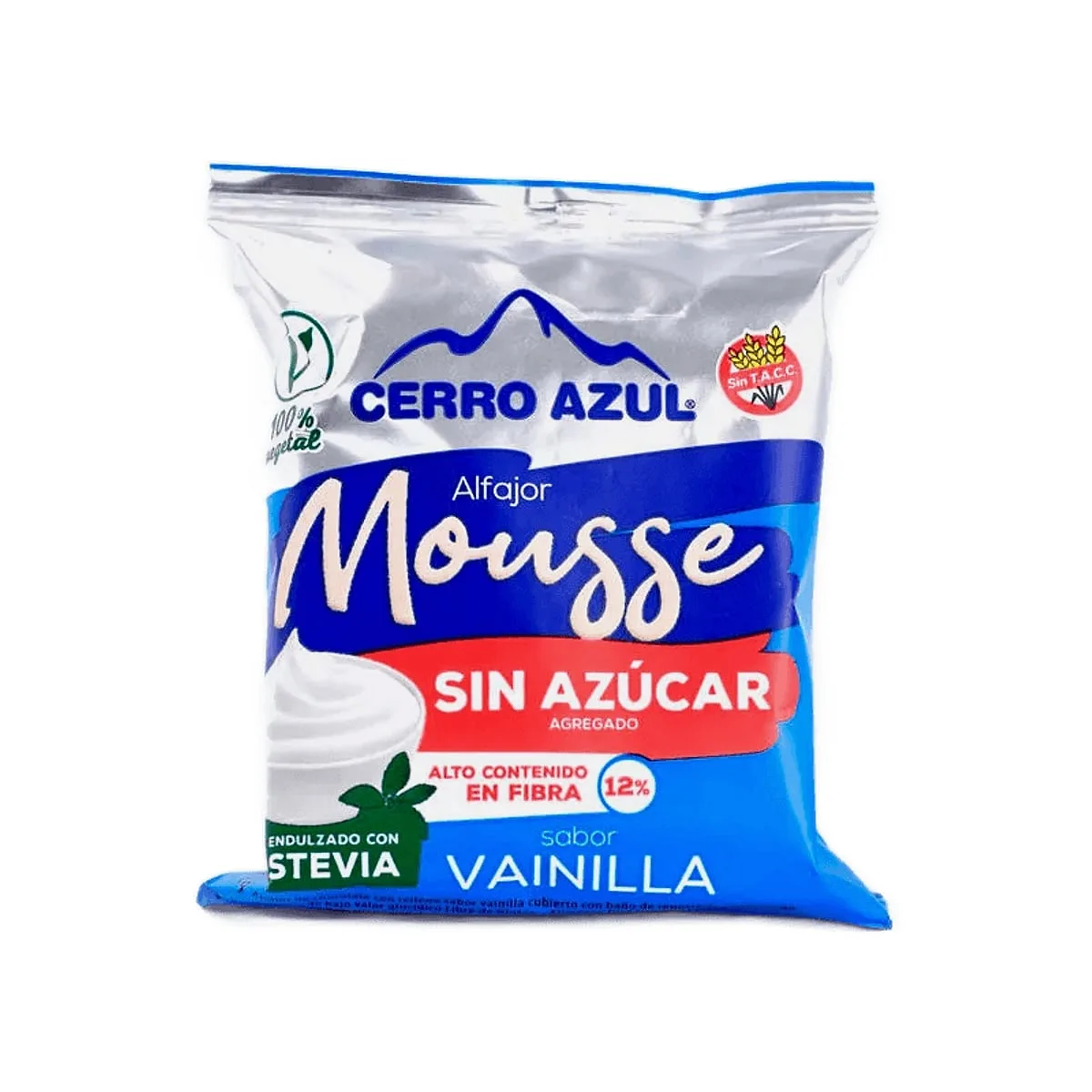 Cerro Azul - Alfajor mousse sabor vainilla vegano s/ azucar x 50 gr