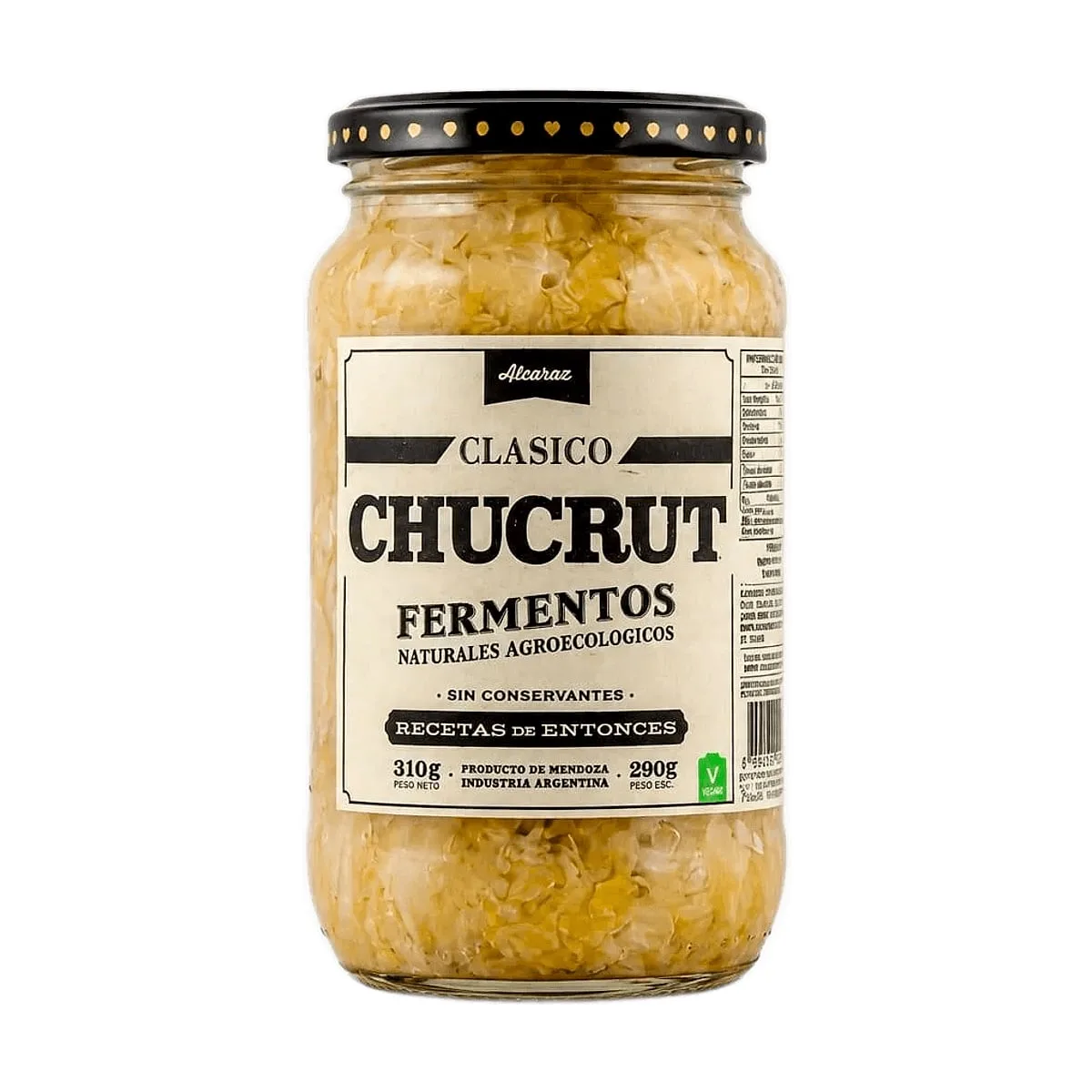 Alcaraz Recetas de Entonces - Chucrut clasico "fermentos naturales agroecologicos"  x 290 gr