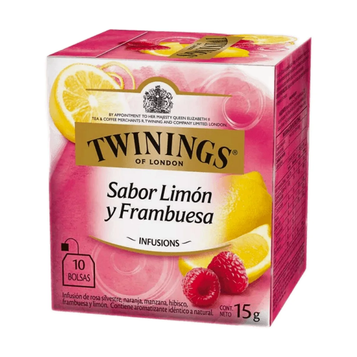 Twinings - Te con sabor limon y frambuesa x 10 saq