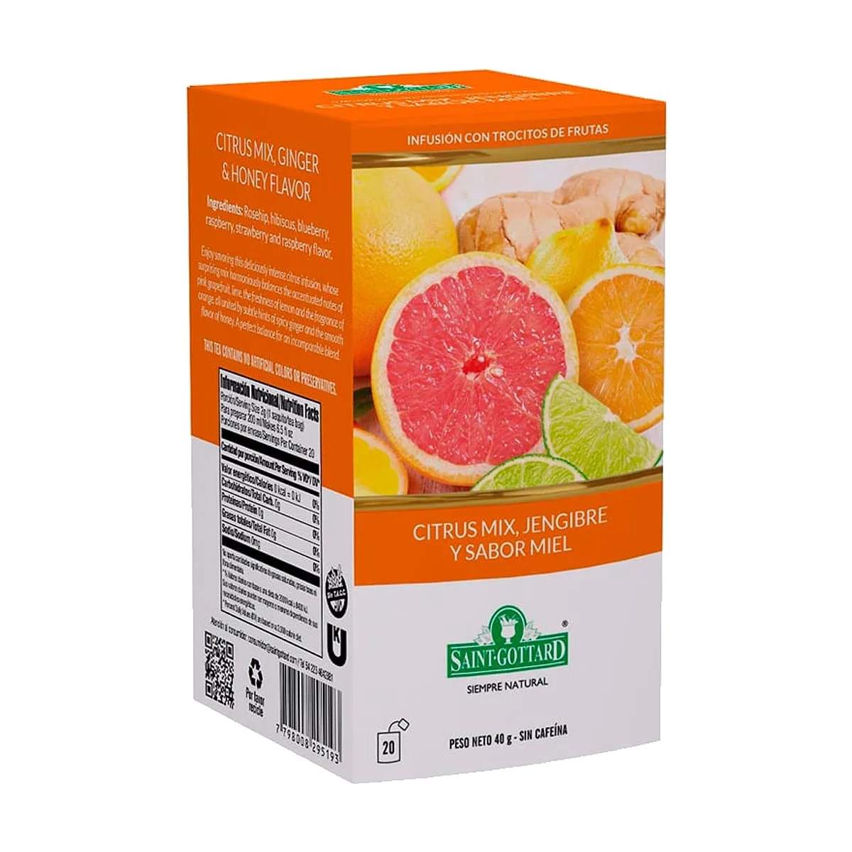 Saint Gottard - Té citrus mix, jengibre y miel x 20 saq