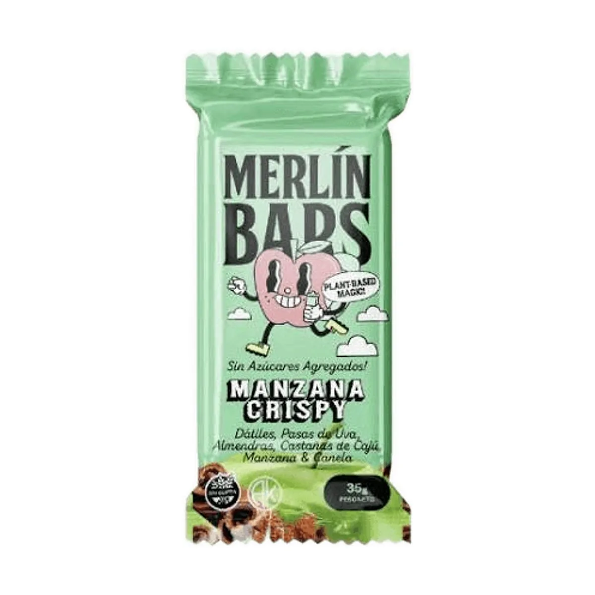 Merlin - Barrita raw sin azucar sabor manzana crisypy x 35 gr