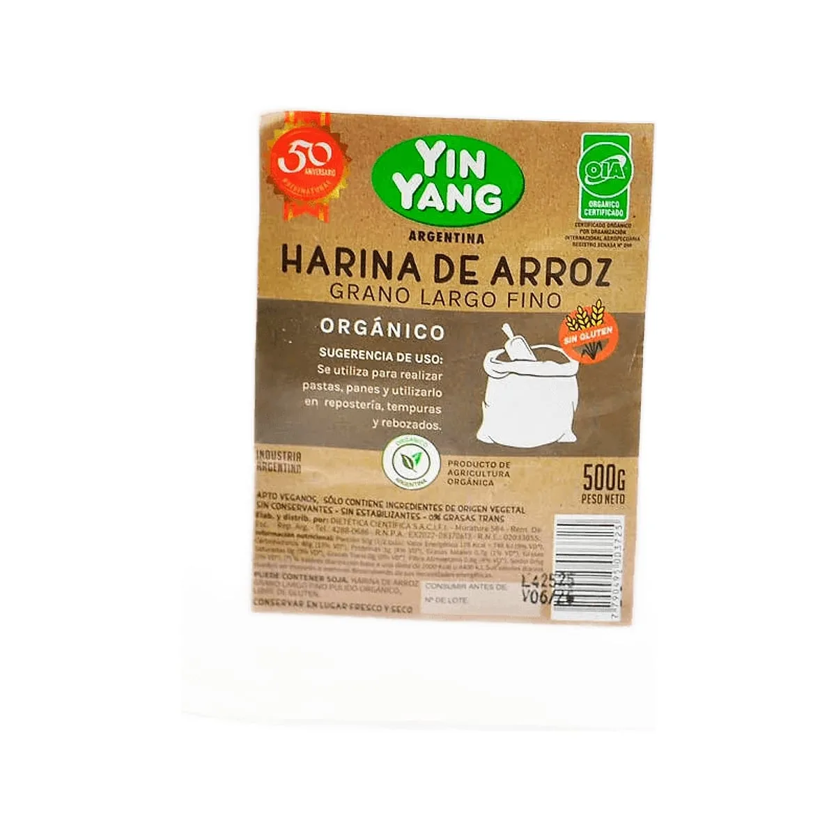 Yin Yang - Harina de arroz blanco largo fino organico x 500 gr