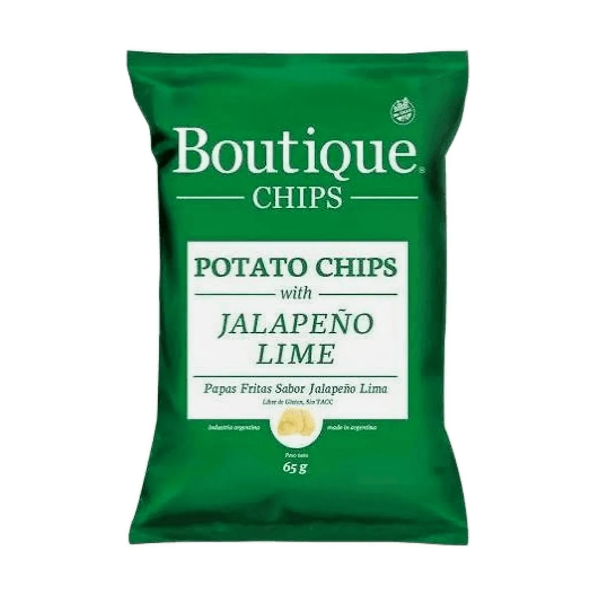 Boutique Chips - Papas fritas sabor jalapeño lima x 65 gr