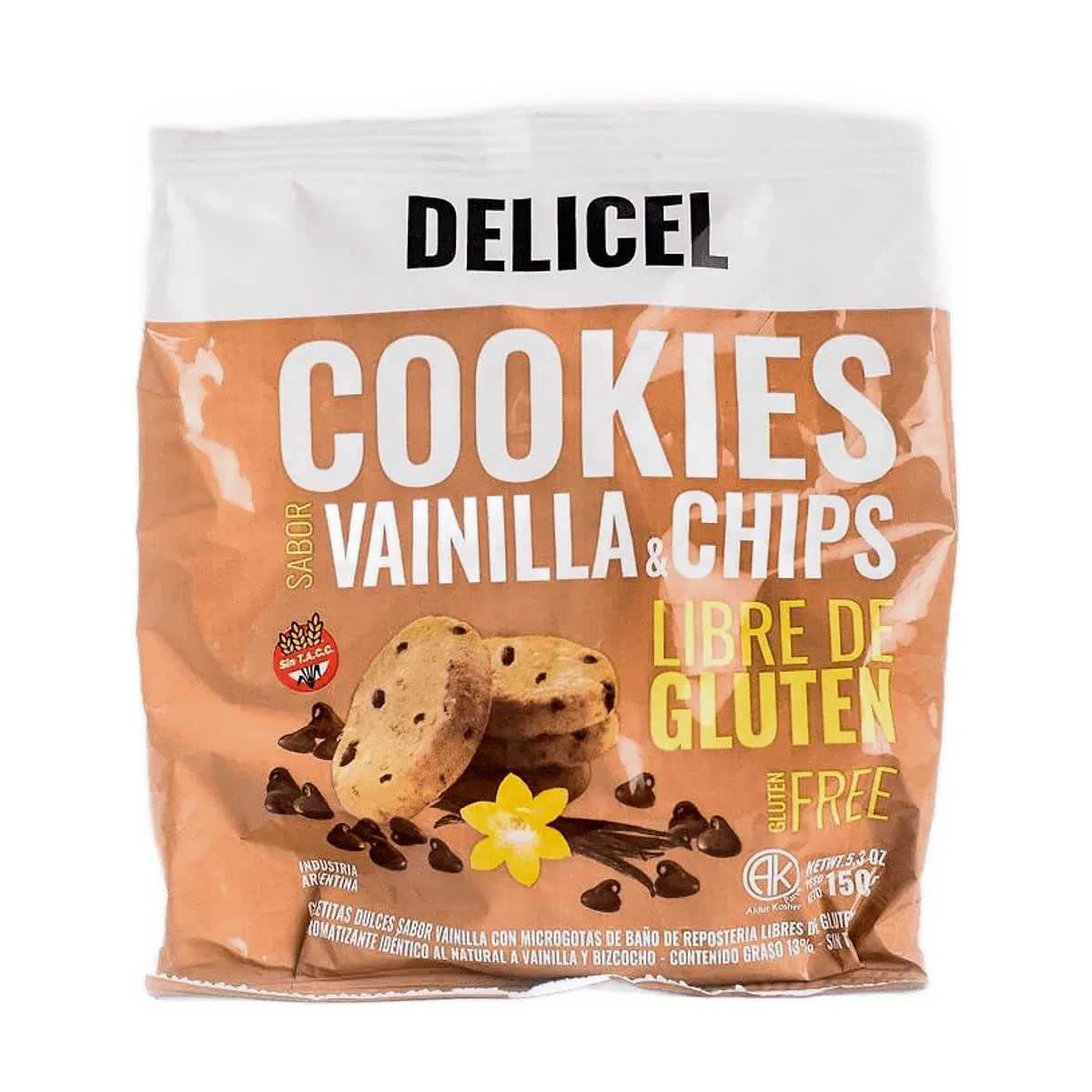 Delicel - Galletitas dulces sabor vainilla c/chips x 200 gr
