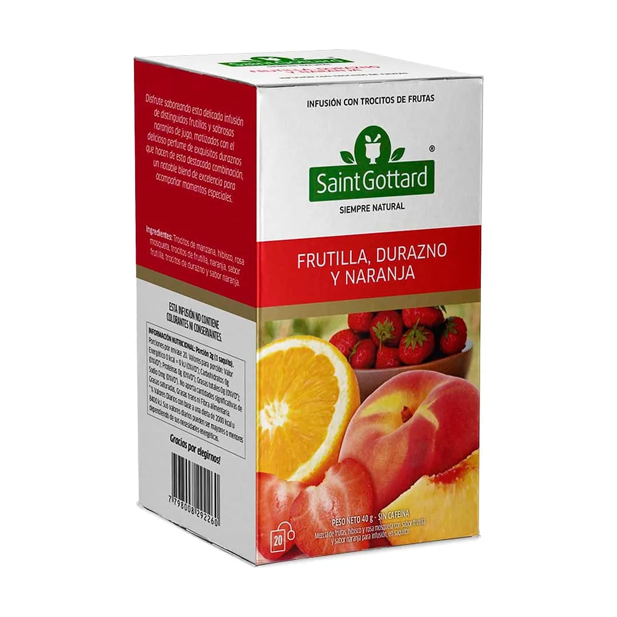 Saint Gottard - Té de frutilla, durazno y naranja x 20 saq