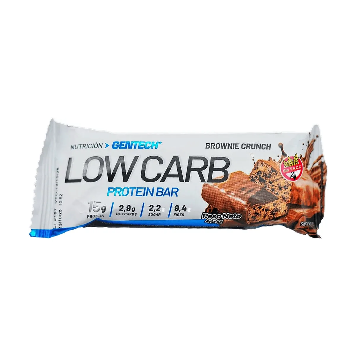 Gentech - Barra proteica brownie crunch (low carb) x 45 gr