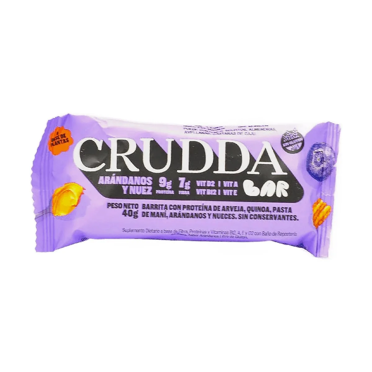 Crudda - Barrita de arandanos y nueces x 40 gr