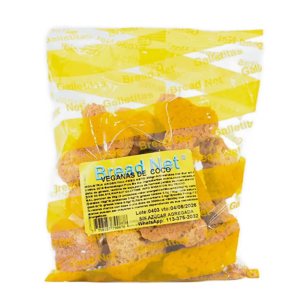 Bread Net - Galletitas veganas sabor coco x 200 gr