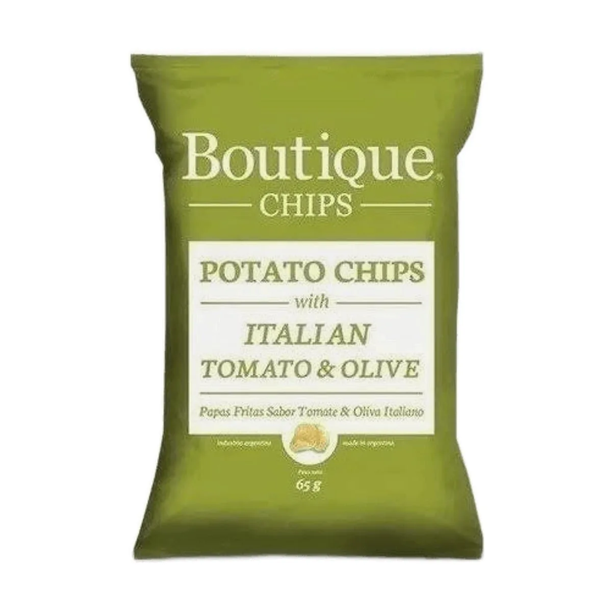 Boutique Chips - Papas fritas sabor tomate y oliva x 65 gr