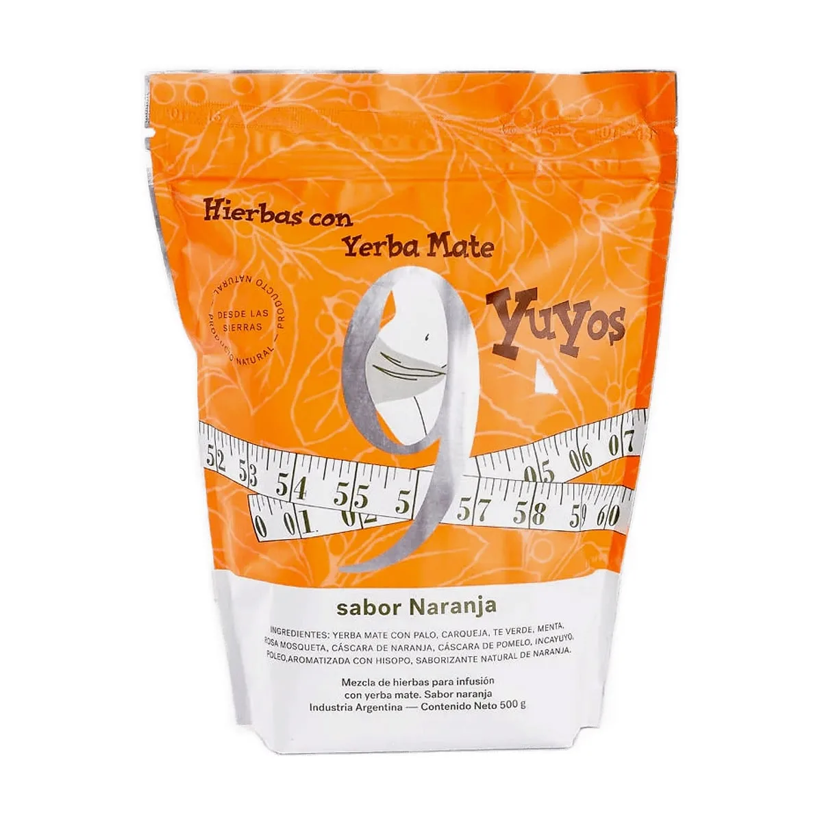 9 Yuyos - Yerba mate sabor naranja x 500 gr