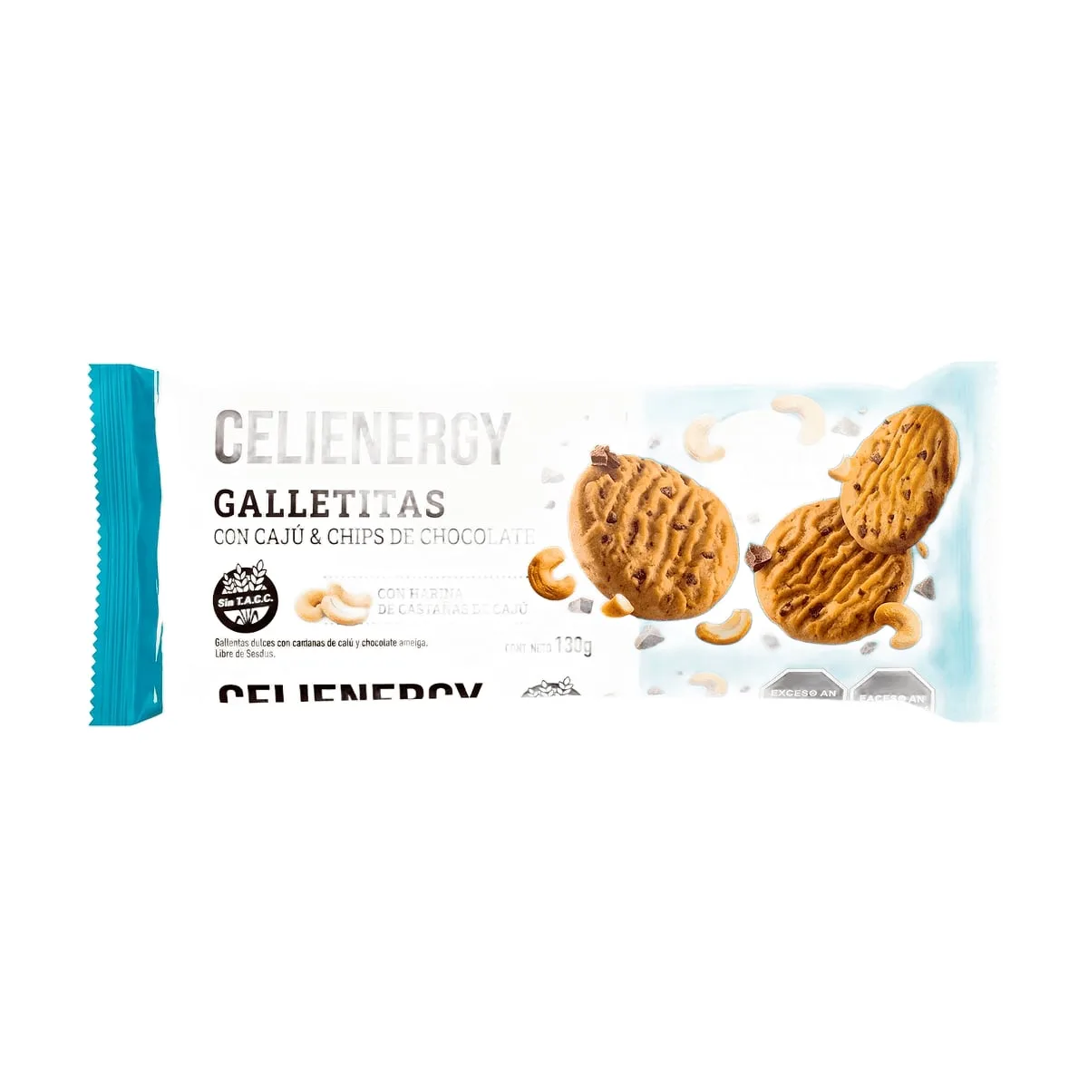 Celienergy - Galletitas con caju y chips de chocolate sin azucar x 130 gr