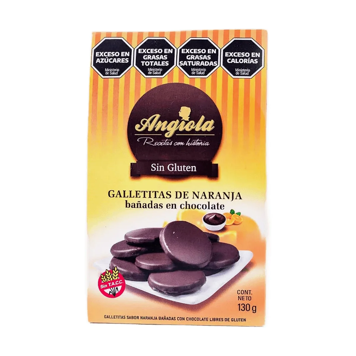 Angiola - Galletitas de naranja bañadas en chocolate x 130 gr