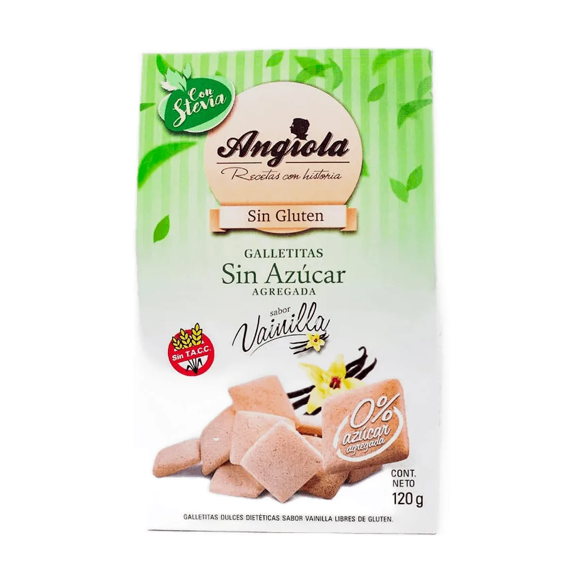 Angiola - Galletitas dulces sin azúcar sabor vainilla x 120 gr
