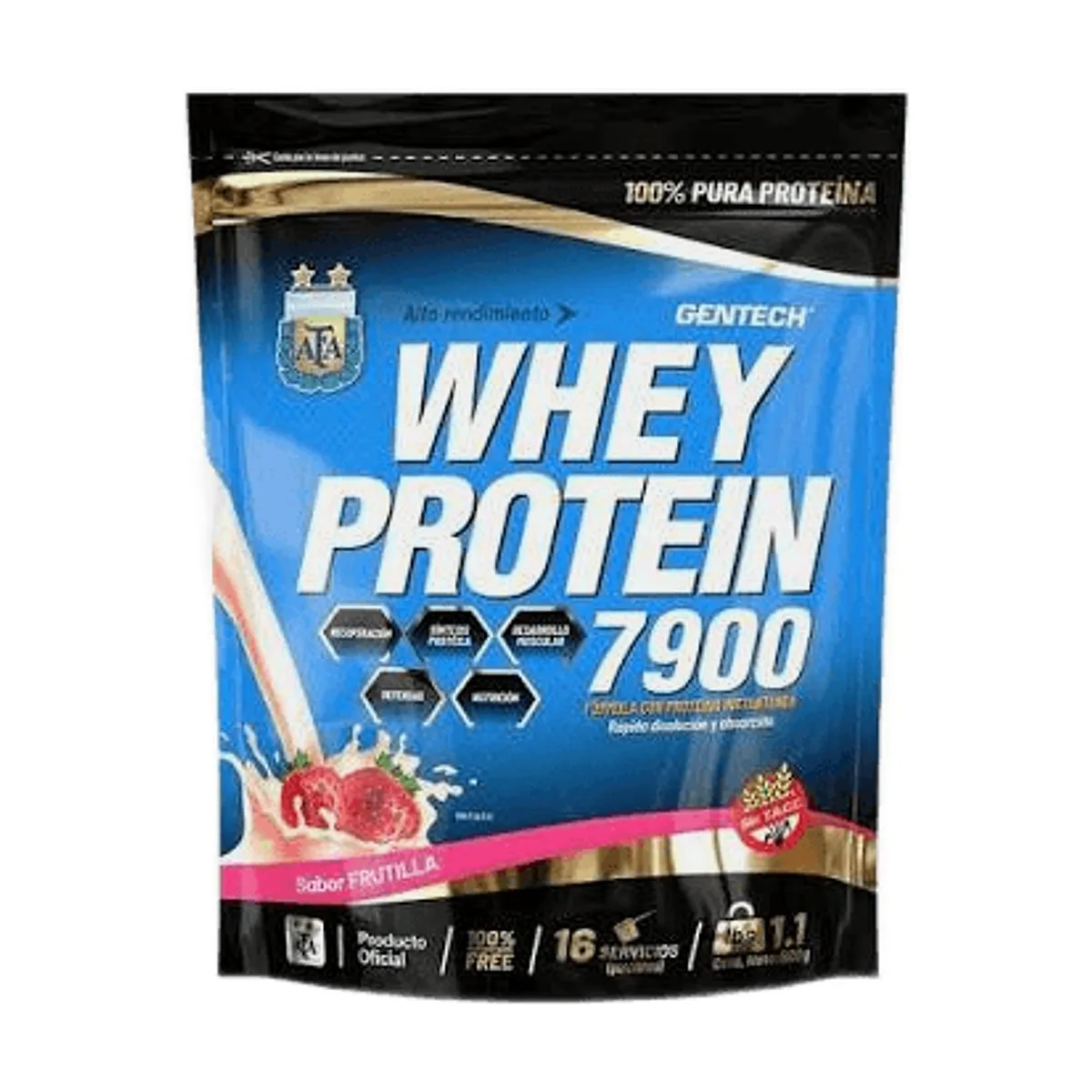 Gentech - Whey protein sabor frutilla x 500 gr