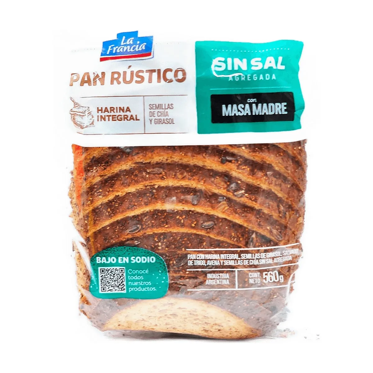 La Francia - Pan rustico sin sal x 560 gr