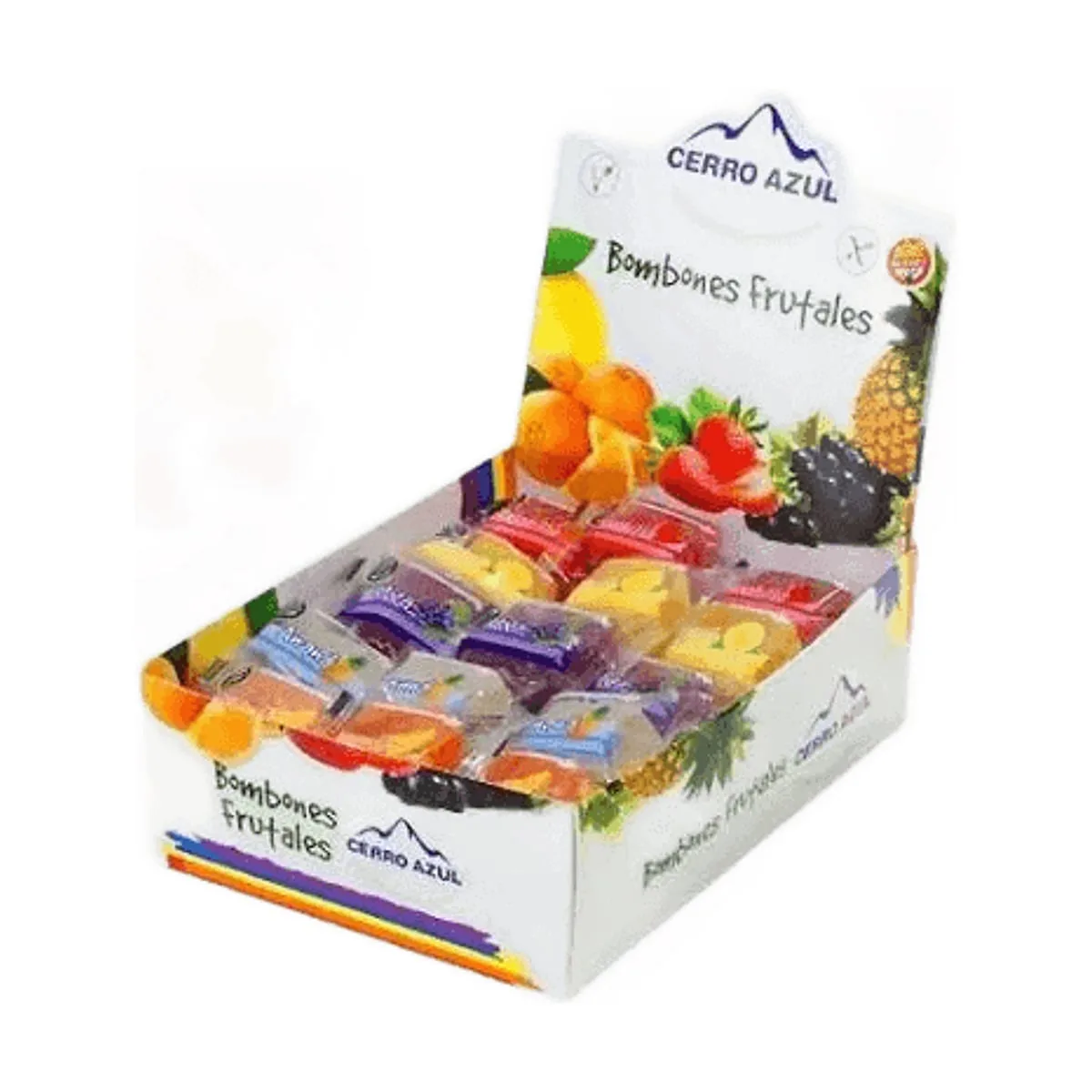 Cerro Azul - Bombon de fruta sabor frutilla, naranja, limòn, uva y ananá x 18 gr