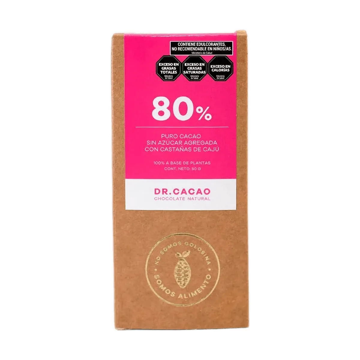Dr Cacao - Chocolate al 80% de cacao con xilitol y castañas de caju x 50 gr