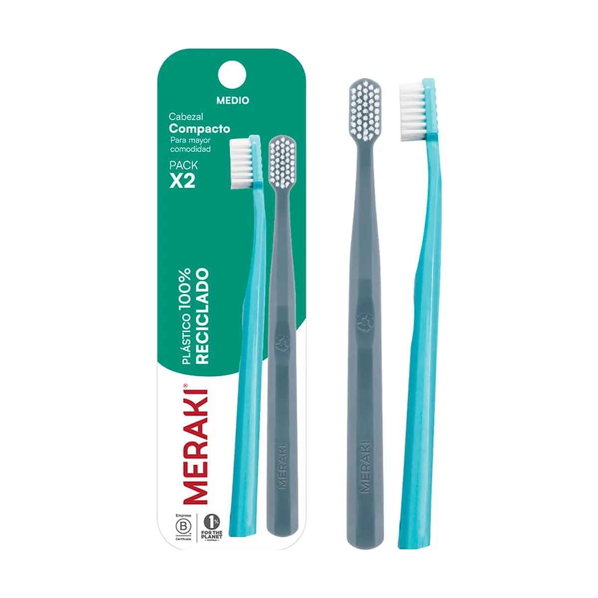 Meraki - Cepillo de plastico reciclado medio 2u