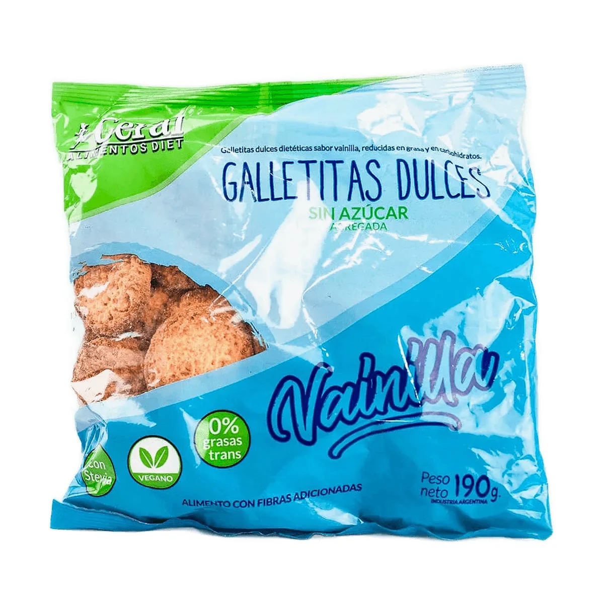 Ceral - Galletitas dulces sin azucar sabor vainilla x 190 gr