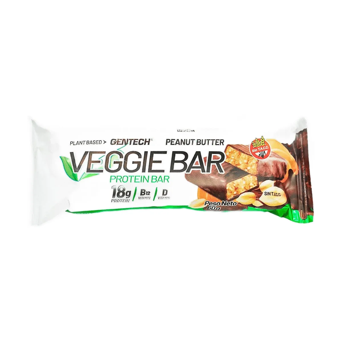 Gentech - Barra proteica veggie peanut butter x 60 gr