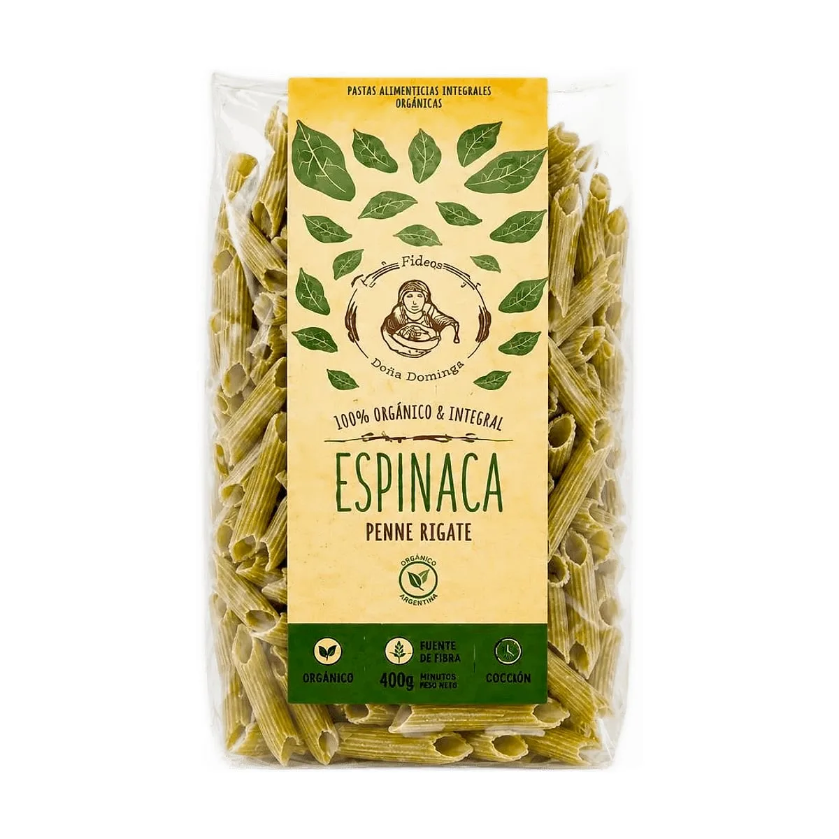 Doña Dominga - Fideos organicos de harina integral con espinaca x 400 gr