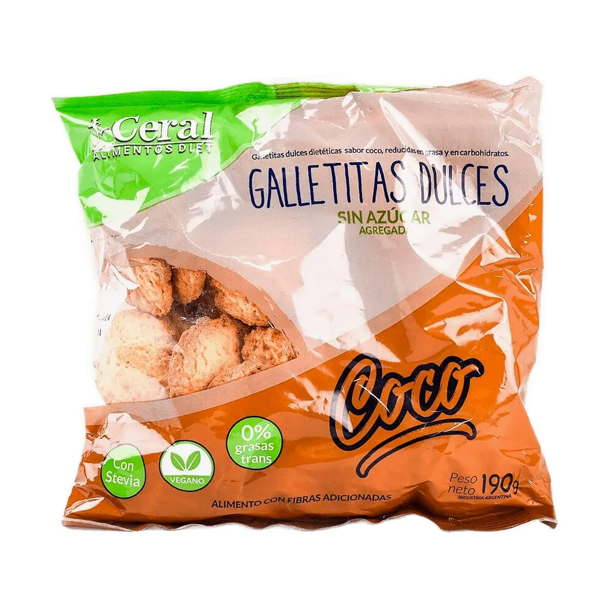 Ceral - Galletitas dulces sin azucar sabor coco x 190 gr