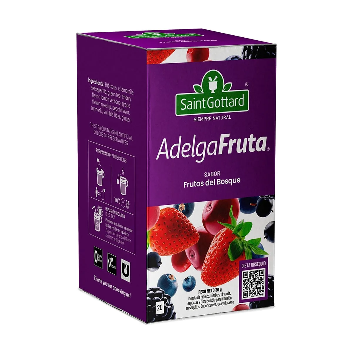 Saint Gottard - Té adelgafruta sabor frutos del bosque x 20 saq