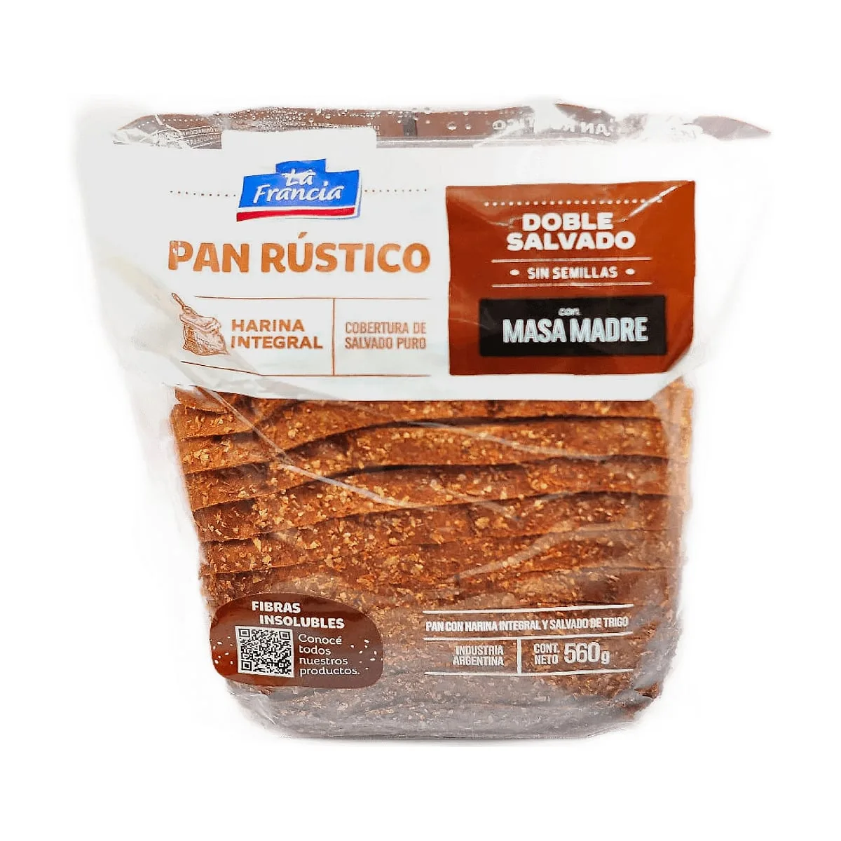 La Francia - Pan rustico doble salvado x 560 gr