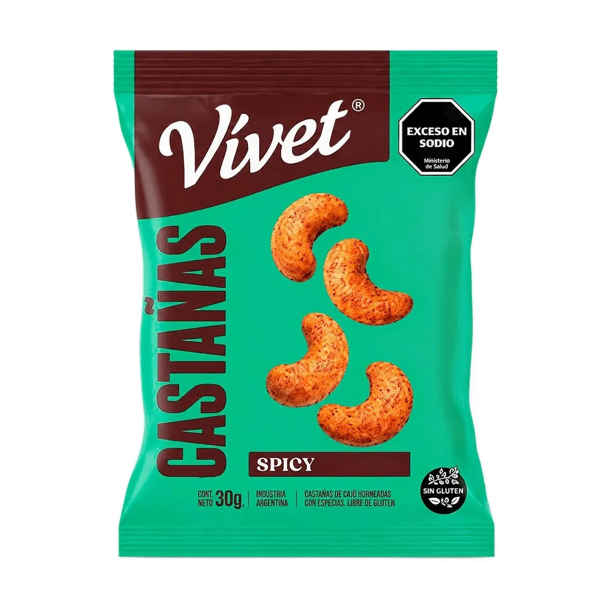 Vivet - Castañas de caju tostadas con especias x 30 gr
