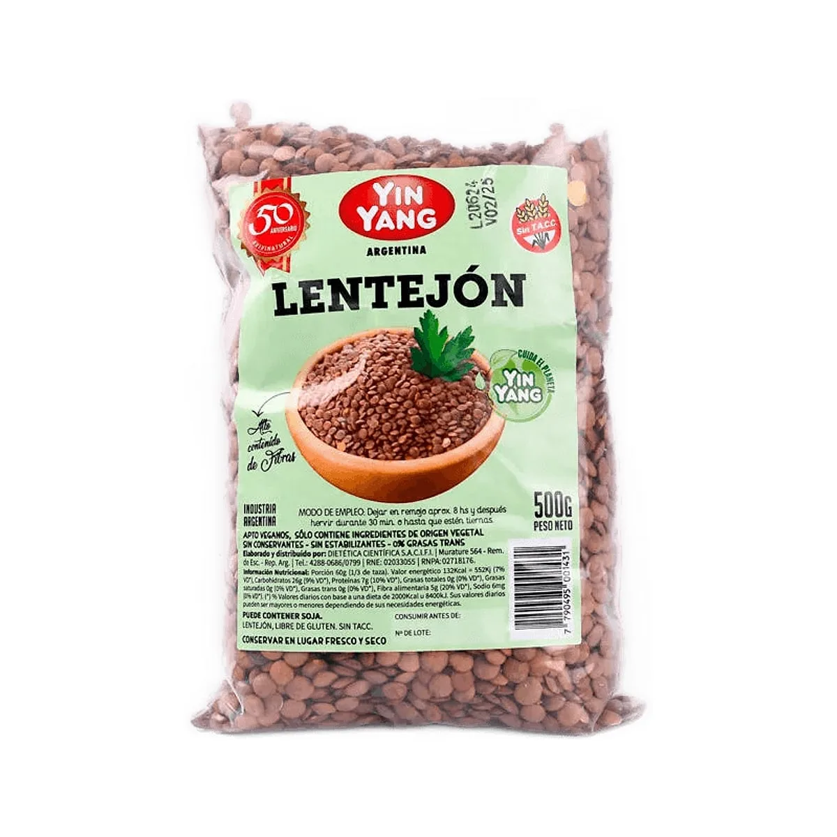 Yin Yang - Lentejas turcas sin tacc x 500 gr