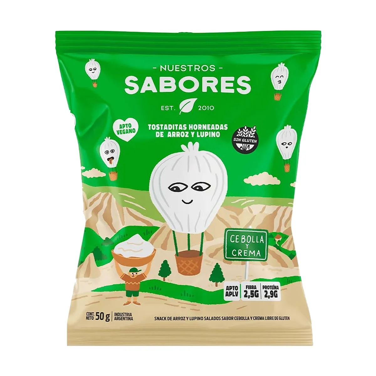 Nuestros Sabores - Tostaditas de arroz y lupino sabor cebolla y crema x 50 gr